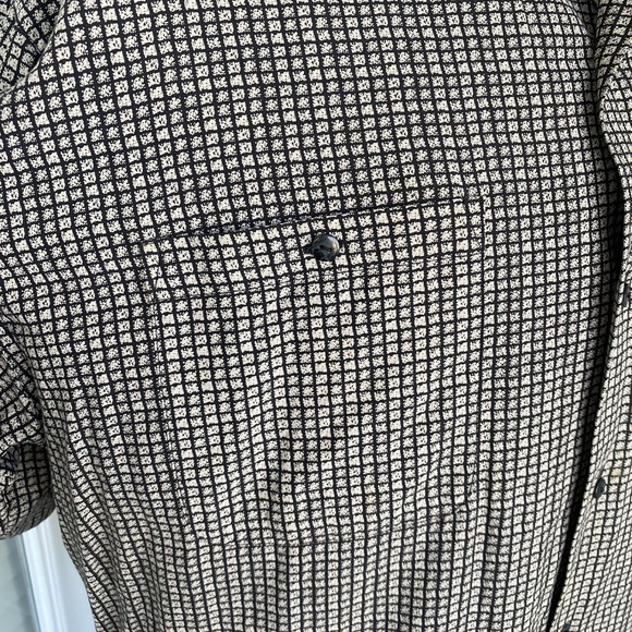 Visitor Men XL Silk Shirt Short Sleeve Button-Down Grey Black Collared Plaid - Picture 8 of 13